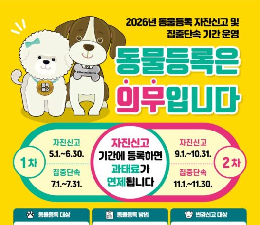 “반려견 등록, 지금 하세요”대전시, 5~6월 자진신고 기간 운영